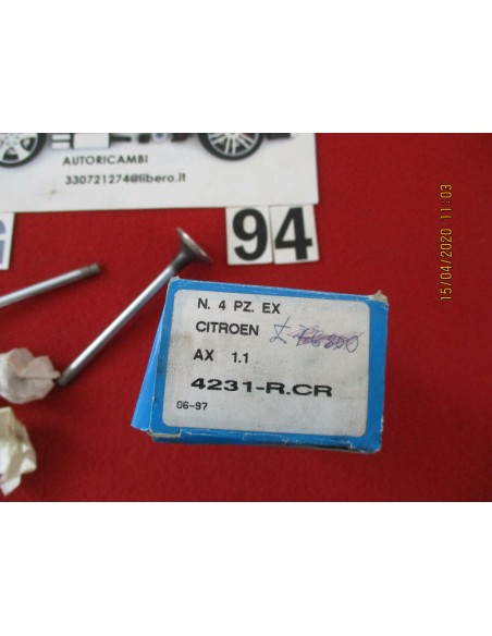 4231rcr set 4 pezzi valvola scarico citroen ax bx berlingo 1.1 1.4 -  Az Ricambi  Sei alla ricerca di ricambi per la tua auto...