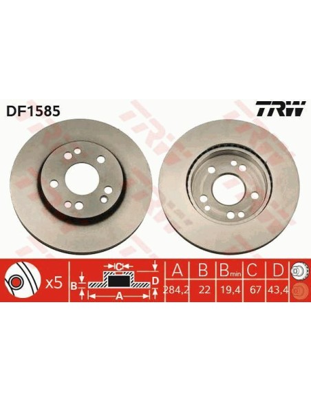 Df1585 dischi freno brake discs mercedes w201 w124 250 260 300 280 190 -  Az Ricambi  Sei alla ricerca di ricambi per la tua ...