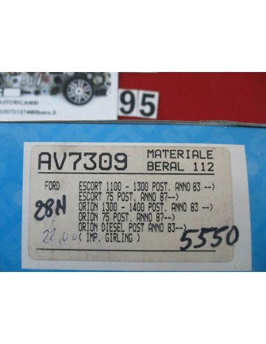 Av7309 ganasce freno brake shoes ford escort orion 83-87 -  Az Ricambi  Sei alla ricerca di ricambi per la tua auto d’epoca?