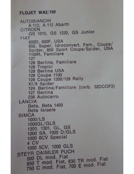 spillo carburatore weber wa 2/150 autobianchi a-112 abarth lancia beta fiat 850 -  Az Ricambi  Sei alla ricerca di ricambi pe...