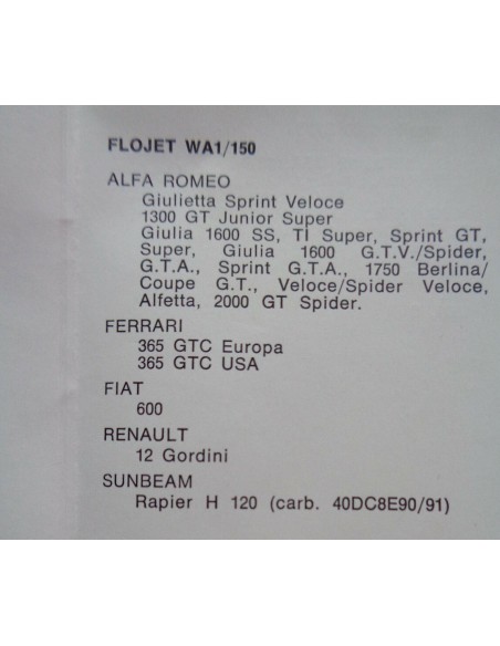 spillo carburatore weber wa 1/150 alfa-romeo giulietta giulia alfetta ferrari -  Az Ricambi  Sei alla ricerca di ricambi per ...