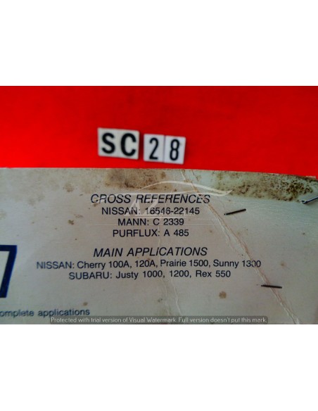 Filtro aria adatto a Nissan cherry subaru justy fl 6367