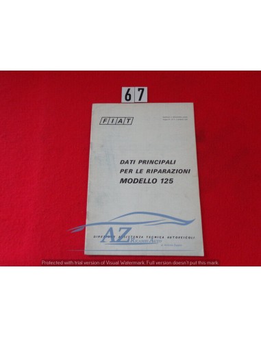 Manuale assistenza tecnica dati principali Fiat 125