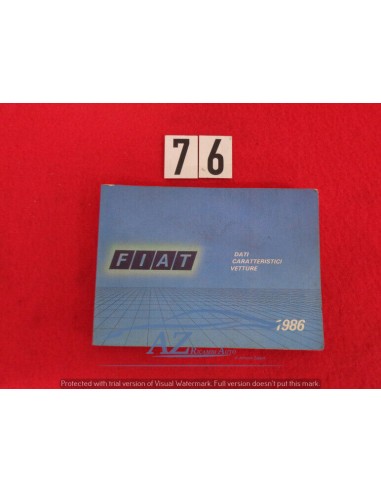 Manuale dati caratteristici vetture Fiat 1986