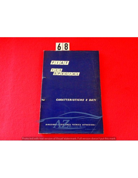 Manuale assistenza tecnica caratteristiche e dati Fiat 125 Special