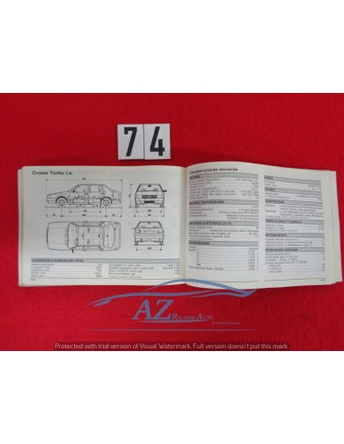 Manuale dati caratteristici vetture Fiat 1988