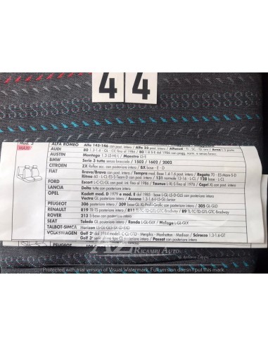 Fodere sedili Alfa Romeo Audi Fiat Ford Lancia...