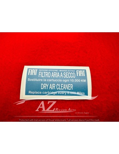 Adesivo "FILTRO ARIA A SECCO" Fiat 500 126 127 128 con sfondo azzurro 70x35 -  Az Ricambi  Sei alla ricerca di ricambi per la...