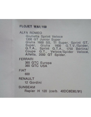 spillo carburatore weber wa 1/150 alfa-romeo giulietta giulia alfetta ferrari -  Az Ricambi  Sei alla ricerca di ricambi per ...